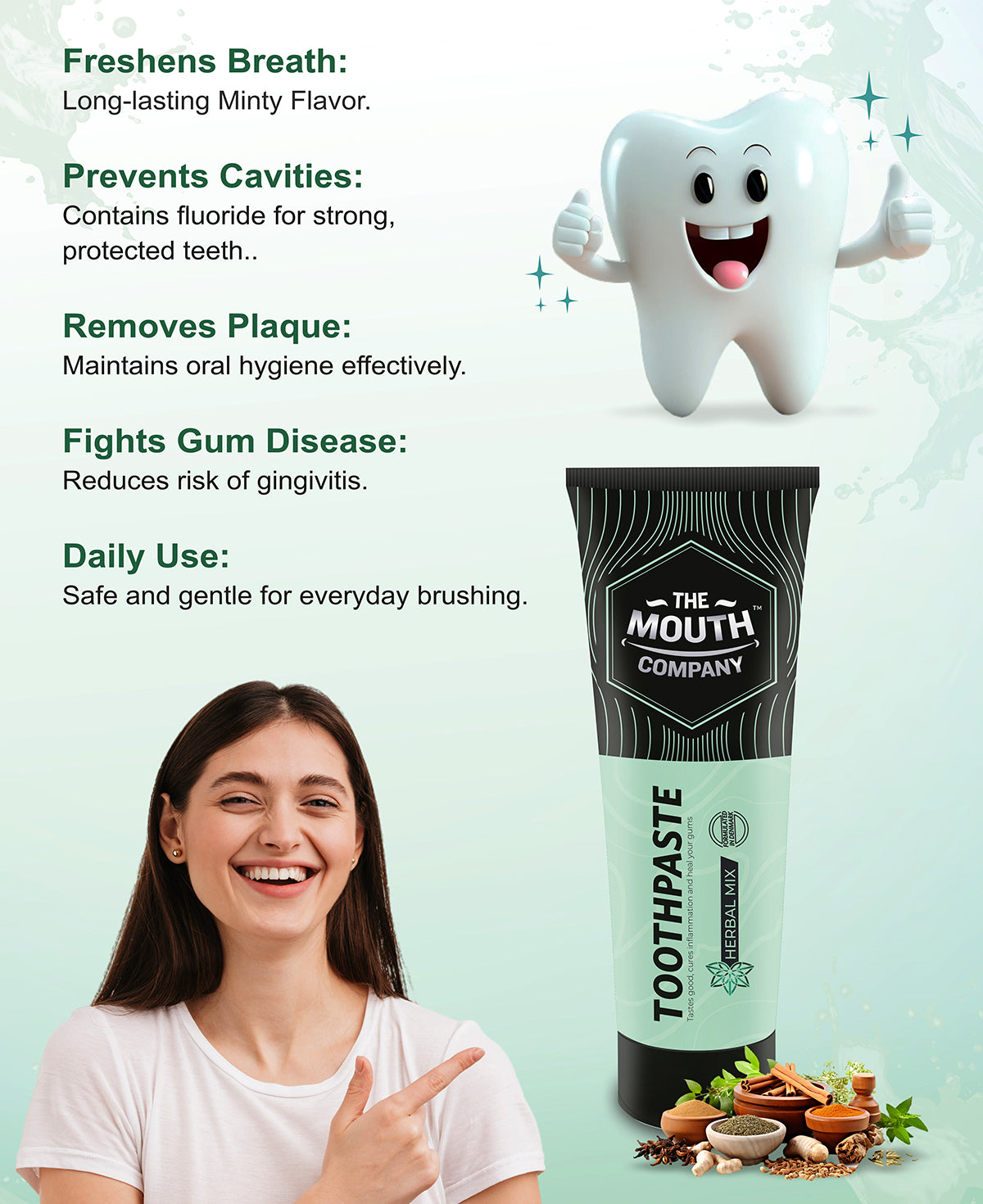 The Mouth Company Herbal Mix Toothpaste - 75 gm