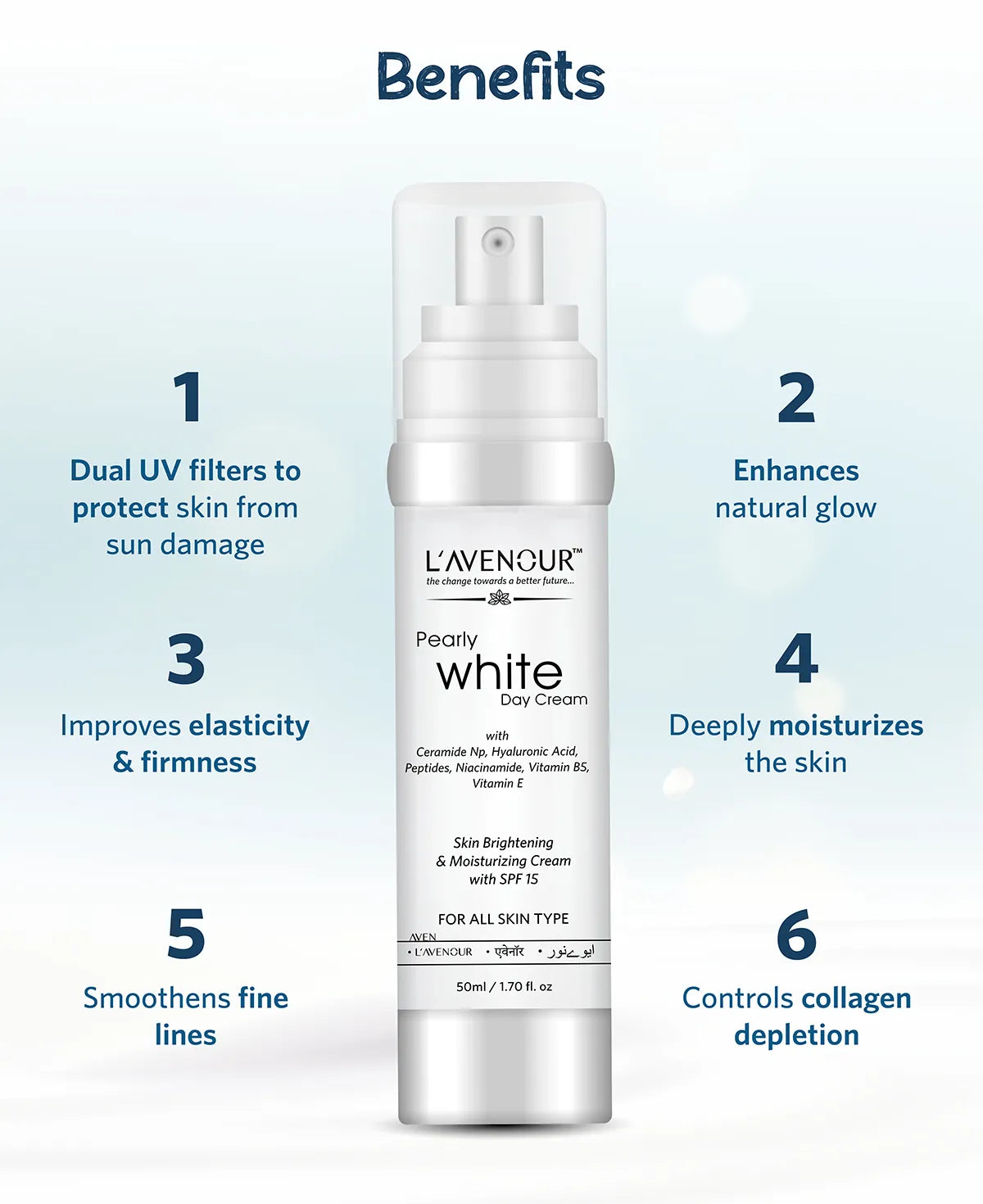 L'avenour Pearly White Day Cream with SPF 15 - 50 ml