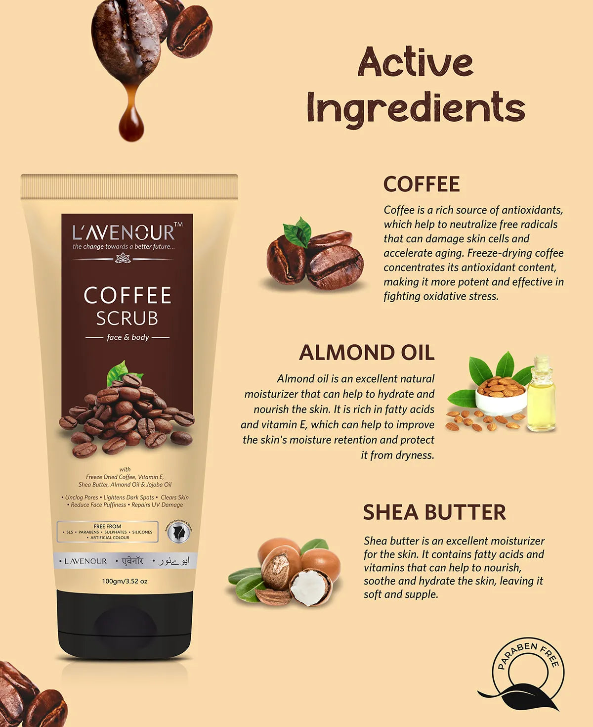 L'avenour Coffee Scrub for Face & Body - 100 ml