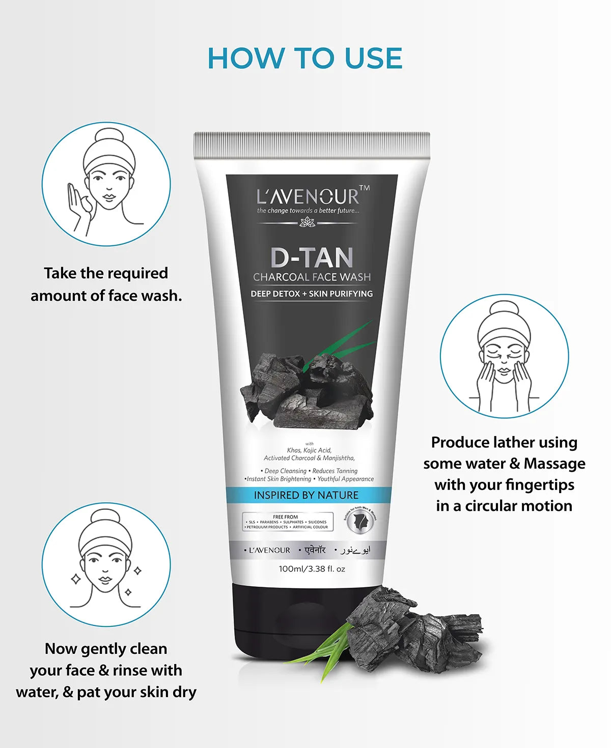 L'avenour D-Tan Charcoal Face Wash - 100ml