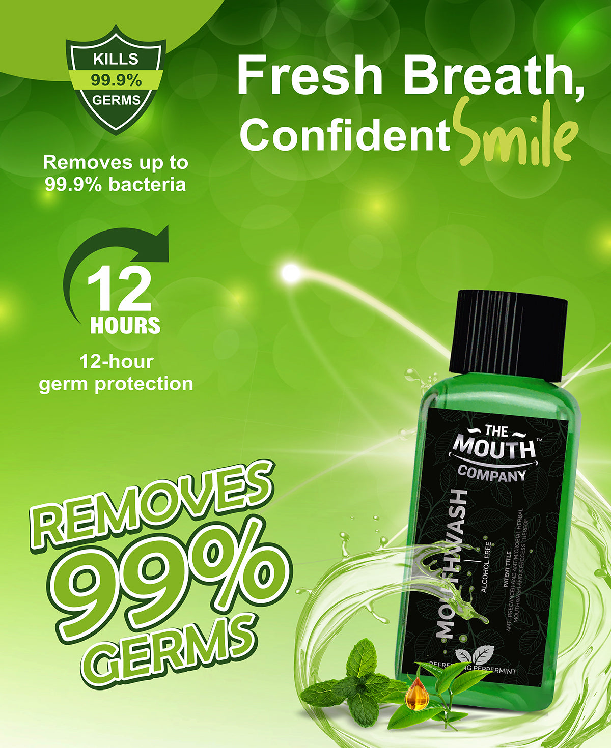 The Mouth Company Refreshing Peppermint Mouthwash - 100 ml