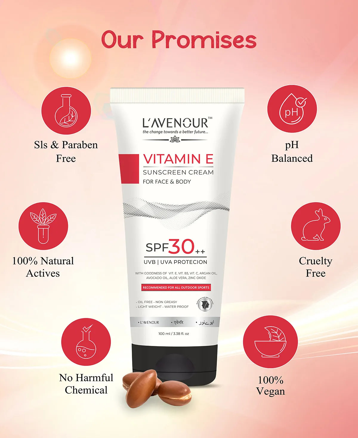 L’avenour Vitamin E Sunscreen, SPF 30 - 100 ml