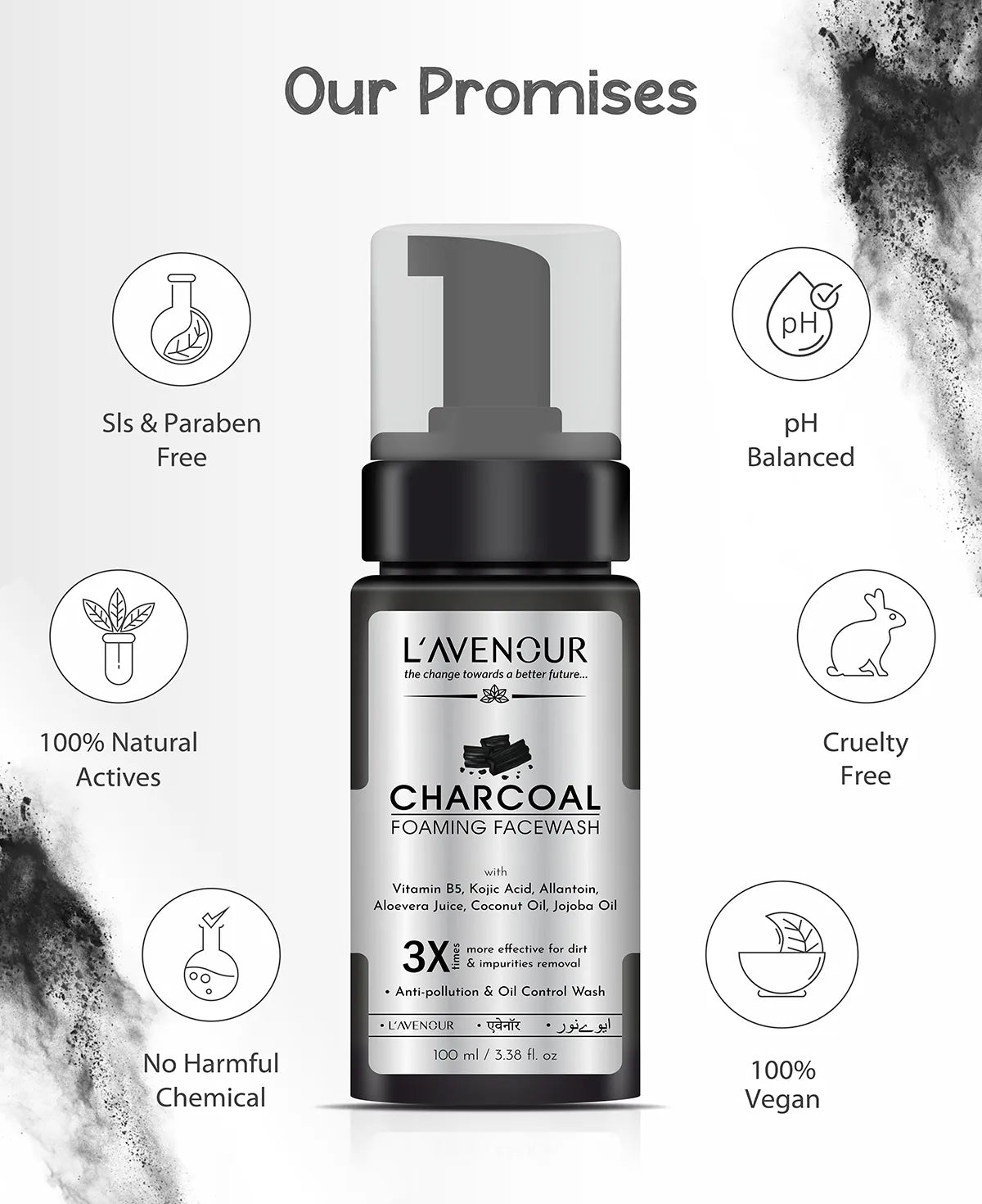 L'avenour Charcoal Foaming Face Wash - 100ml