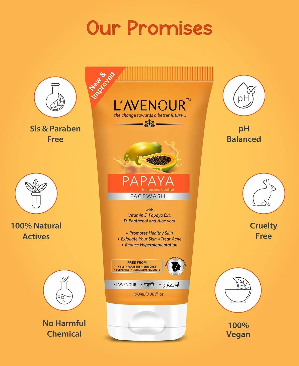 L'avenour Papaya Blemishes Control Face Wash - 100ml