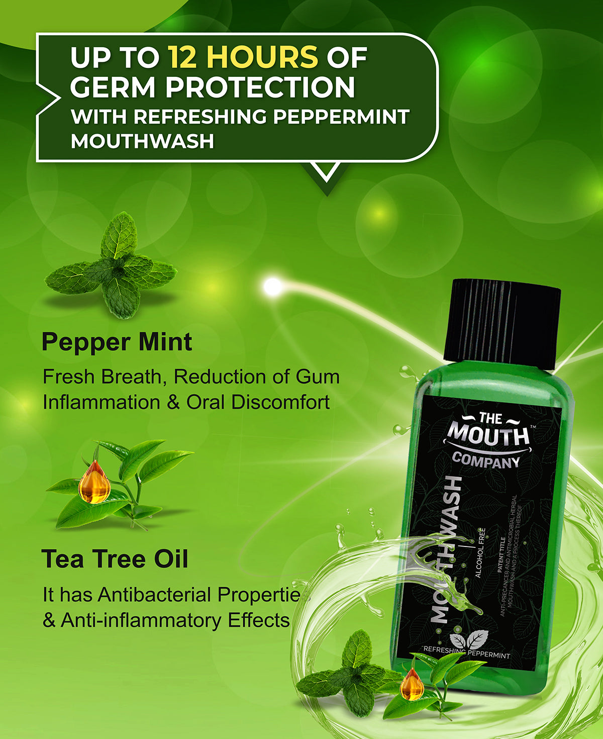 The Mouth Company Refreshing Peppermint Mouthwash - 100 ml