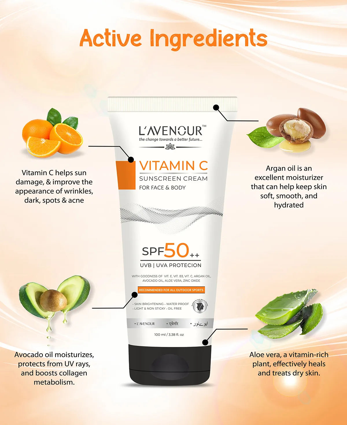 L’avenour Vitamin C Sunscreen, SPF 50 PA  - 100 ml