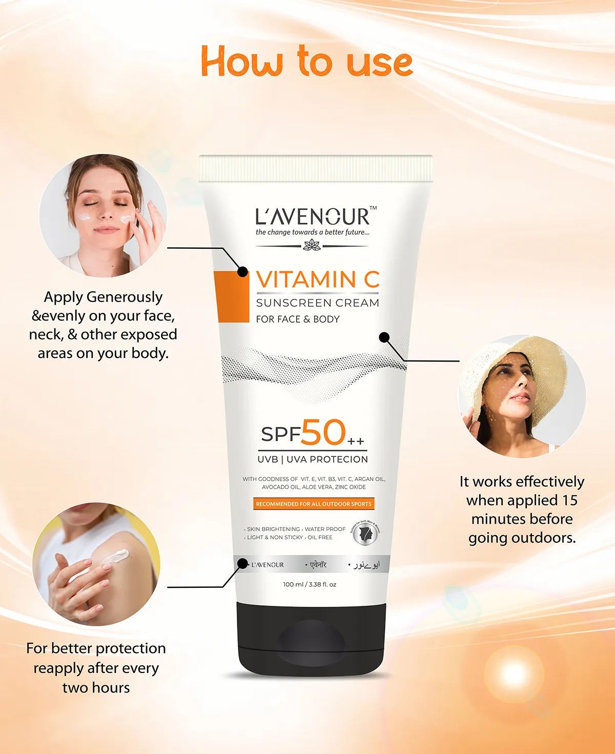 L’avenour Vitamin C Sunscreen, SPF 50 PA  - 100 ml