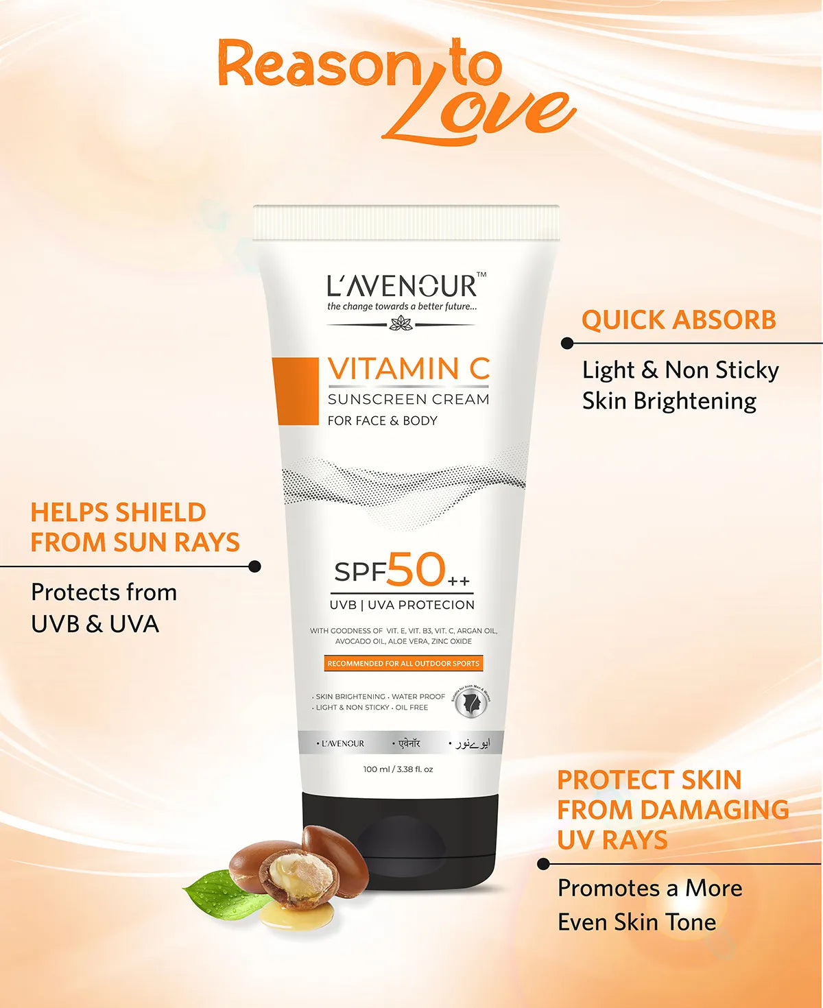 L’avenour Vitamin C Sunscreen, SPF 50 PA  - 100 ml