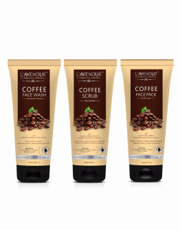 L'avenour Coffee Skin Care Trio Pack of Face Wash, Face Pack & Scrub | Suitable for Both Men & Women | Pack of 3 Products