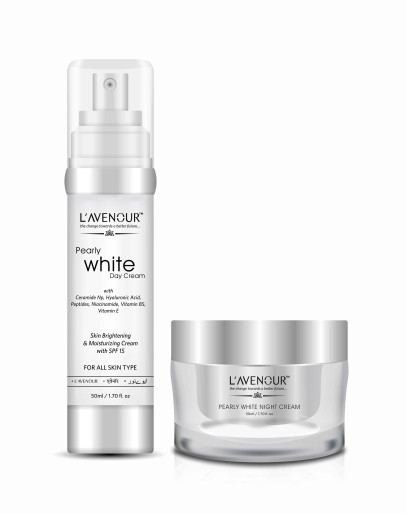 L'avenour Pearly White Day & Night Cream Combo For Men & Women | Suitable For All Skin Types | Anti-Ageing, Skin Brightening & Moisturizing Face Cream