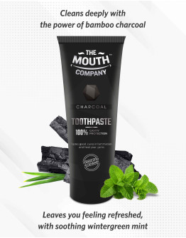 The Mouth Company Activated Charcoal Toothpaste For Teeth Whitening 75gm | Vegan, SLS & Paraben Free, Gluten Free | L'avenour