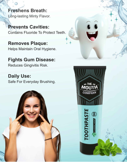The Mouth Company Classic Mint Toothpaste 100g | Sensitivity & Cavity Protection | 100% Vegan, SLS & Paraben Free, Gluten Free & No Harmful Chemicals