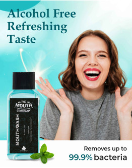 The Mouth Company Cool Mint Mouthwash | Alcohol-free Mouthwash For Dental Hygiene & Fresh Breath | Kills 99.0% Germs & Prevents Bad Breath | Antibacterial & Antifungal  - 100ml