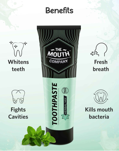 The Mouth Company Herbal Mix Toothpaste 75g | 100% Vegan, SLS Free, Paraben Free, Gluten Free & No Harmful Chemicals
