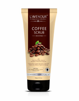 L'avenour Coffee Scrub for Face & Body with Dried Coffee, Vitamin E, Shea Butter, Almond & Jojoba Oil for Unclog Pores & Lightens Dark Spots | 100ml
