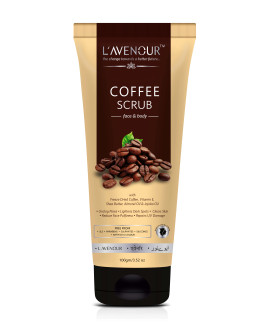 L'avenour Coffee Scrub for Face & Body with Dried Coffee, Vitamin E, Shea Butter, Almond & Jojoba Oil for Unclog Pores & Lightens Dark Spots | 100ml