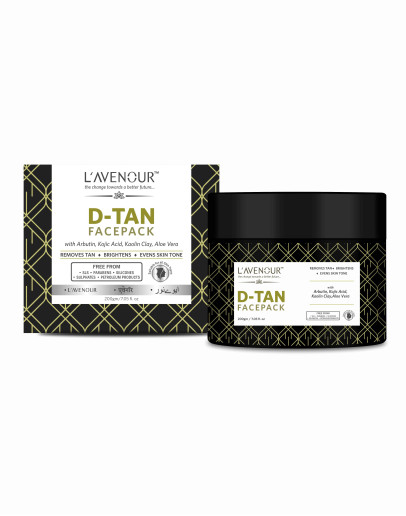 L'avenour D-Tan Pack For Face and Body with Aloe Vera, Kaolin Clay, Arbutin | Removes Tan, Brightens & Evens Skin Tone | For All Skin Types - 200gm