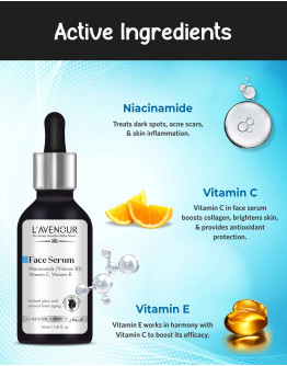 L’avenour 10% Niacinamide Face Serum (Vitamin B3) for Acne Marks, Acne Prone Skin, Instant Glow & Revival from Aging, For Men & Women - 30ml