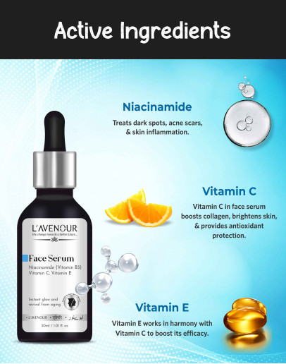 L’avenour 10% Niacinamide Face Serum (Vitamin B3) for Acne Marks, Acne Prone Skin, Instant Glow & Revival from Aging, For Men & Women - 30ml