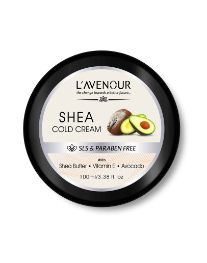 L'avenour Shea Cold Cream with Vitamin E & Avocado Oil, SLS & Paraben Free Cold Cream for Dry Skin, Hands and Body - 100 ml