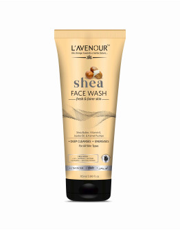 L'avenour Shea Face Wash with Shea Butter, Vitamin E, Jojoba Oil, Hyaluronic Acid & Kamal Pushpa for Fresh & Fairer Skin | For All Skin Types, Men & Women - 115ml