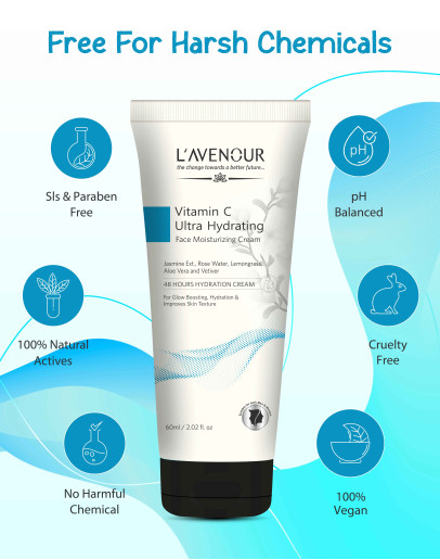 L'avenour Vitamin C Ultra Hydrating Cream For Glow Boosting, Hydration & Improves Skin Texture | Face Moisturizing Cream 60ml