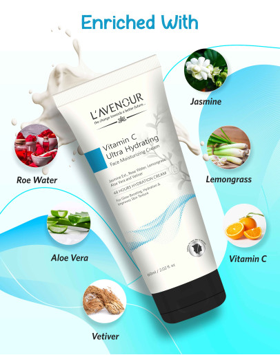 L'avenour Vitamin C Ultra Hydrating Cream For Glow Boosting, Hydration & Improves Skin Texture | Face Moisturizing Cream 60ml